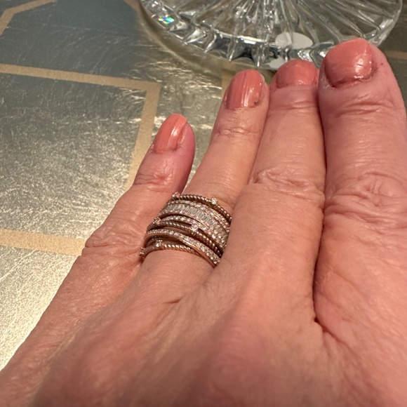 14Kt Rose Gold Diamonds Band Many Layers rings Stacked together! - Picture 8 of 8